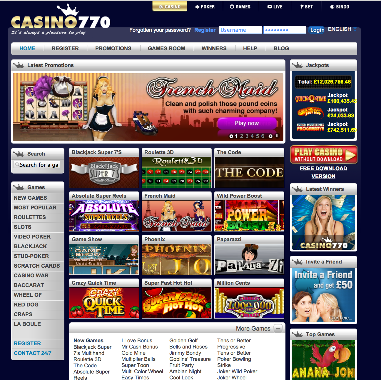 bonus codes casino 2013