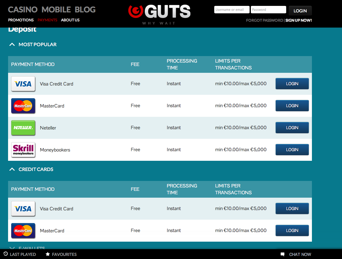 Guts casino phone number